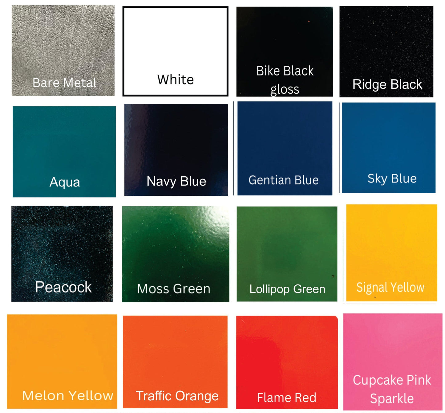 Color swatch chart with various color samples and names.