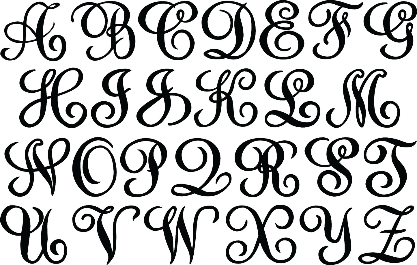 Letter options alphabet cursive monogram