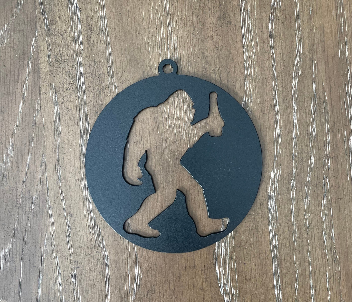 4" Bigfoot holding a beverage Metal Ornament