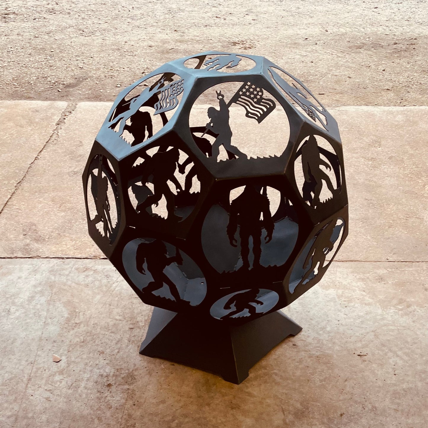 Bigfoot or Sasquatch themed fire pit back view