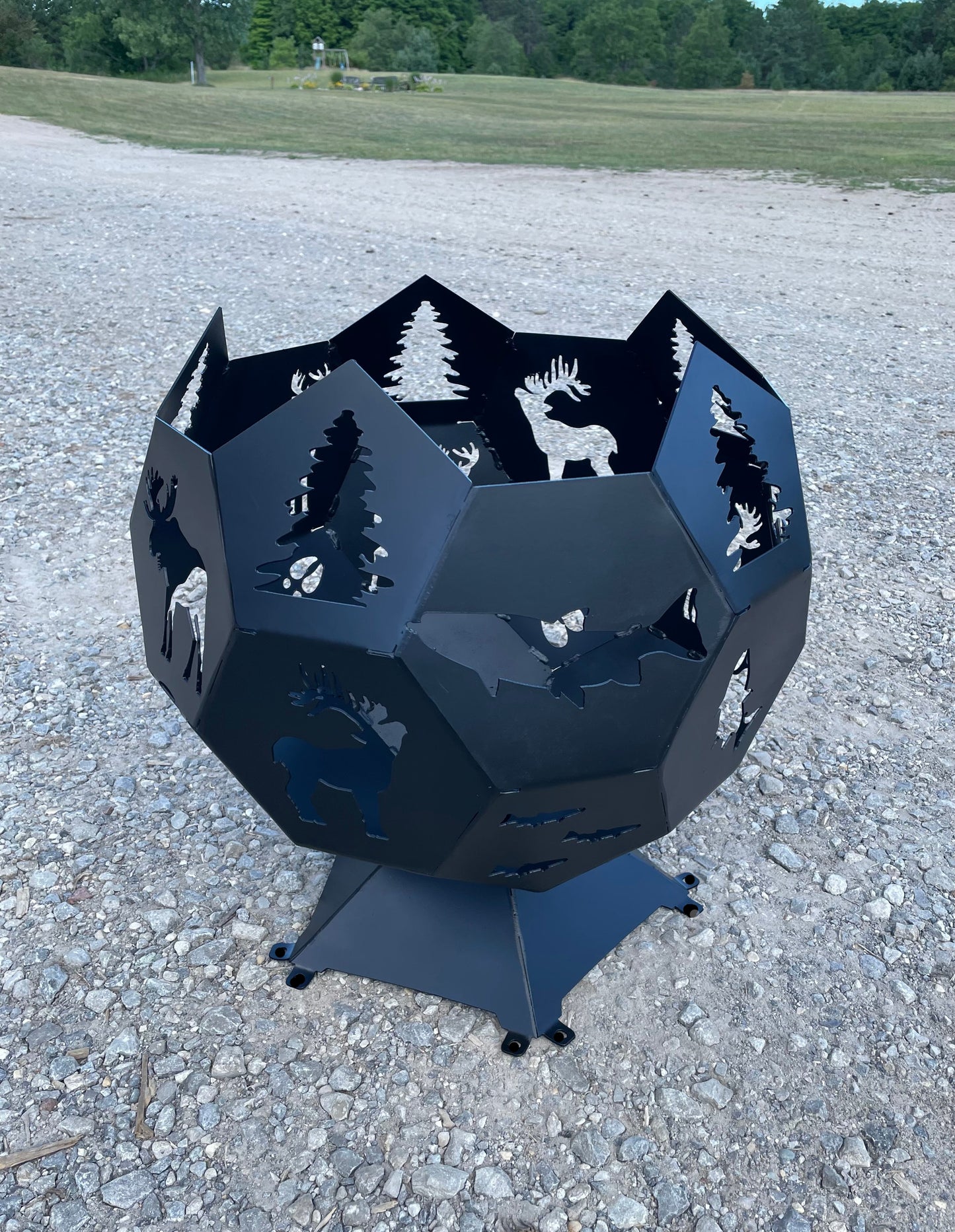 Side view of wildlife fire pit