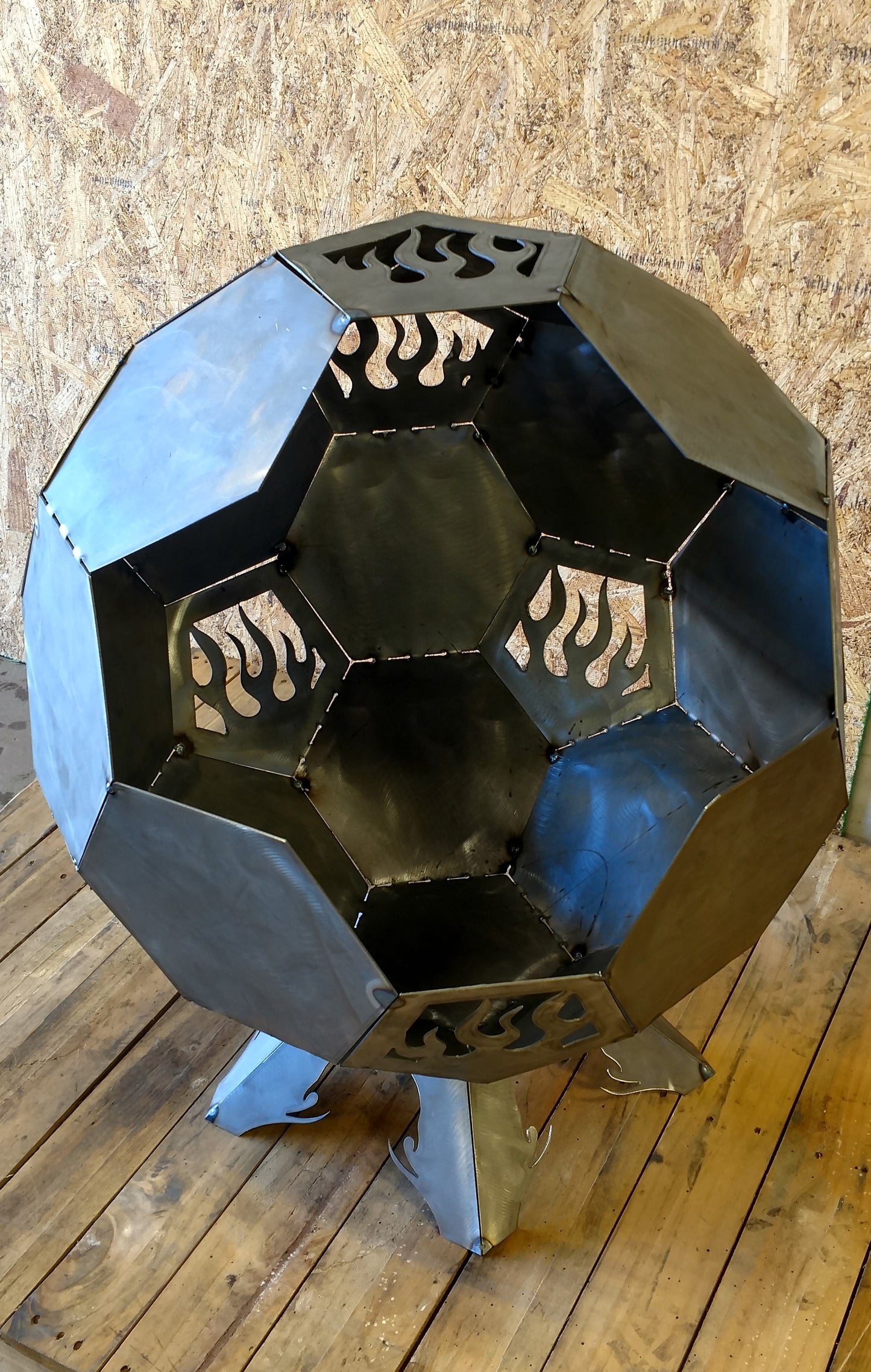 30" - 48" Fire Flames Themed Side Open Fire Pit Globe