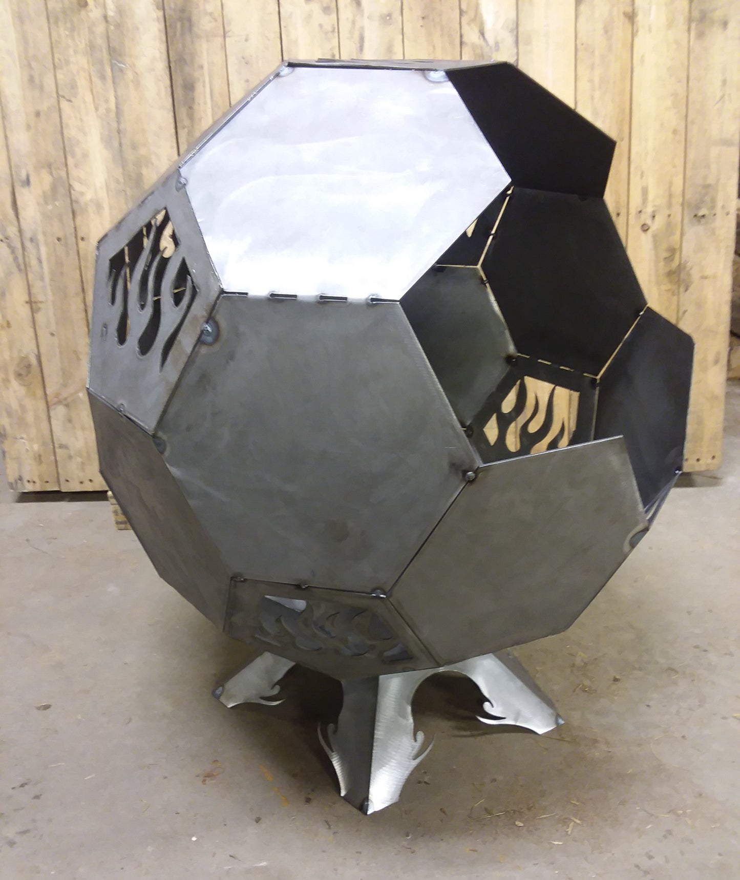 30" - 48" Fire Flames Themed Side Open Fire Pit Globe