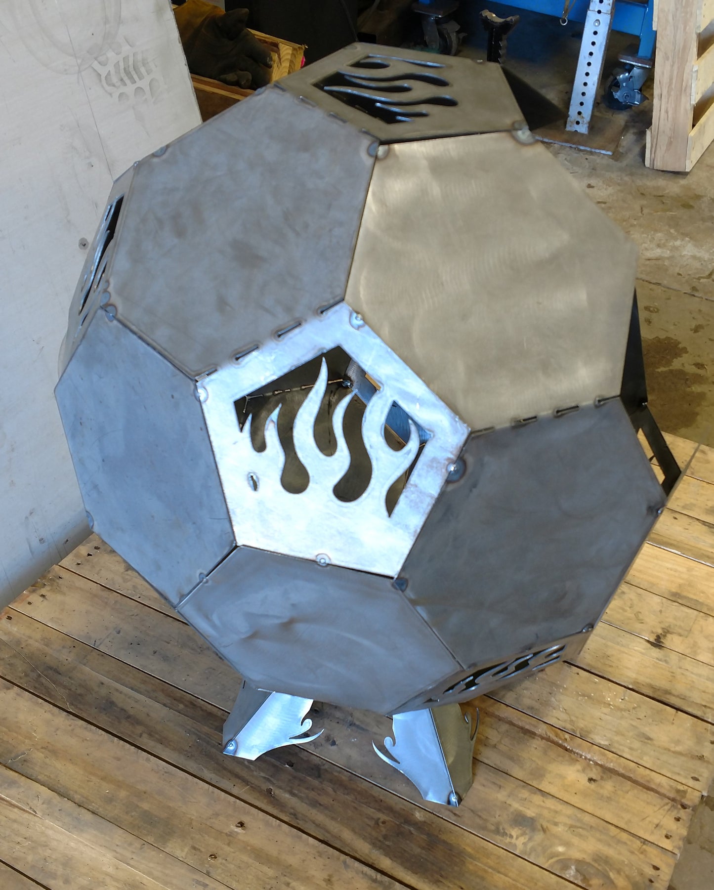 30" - 48" Fire Flames Themed Side Open Fire Pit Globe
