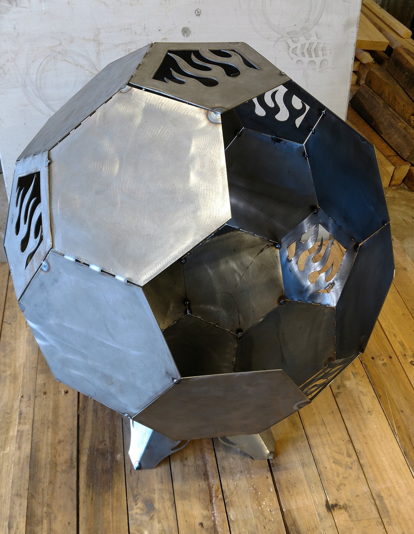 30" - 48" Fire Flames Themed Side Open Fire Pit Globe
