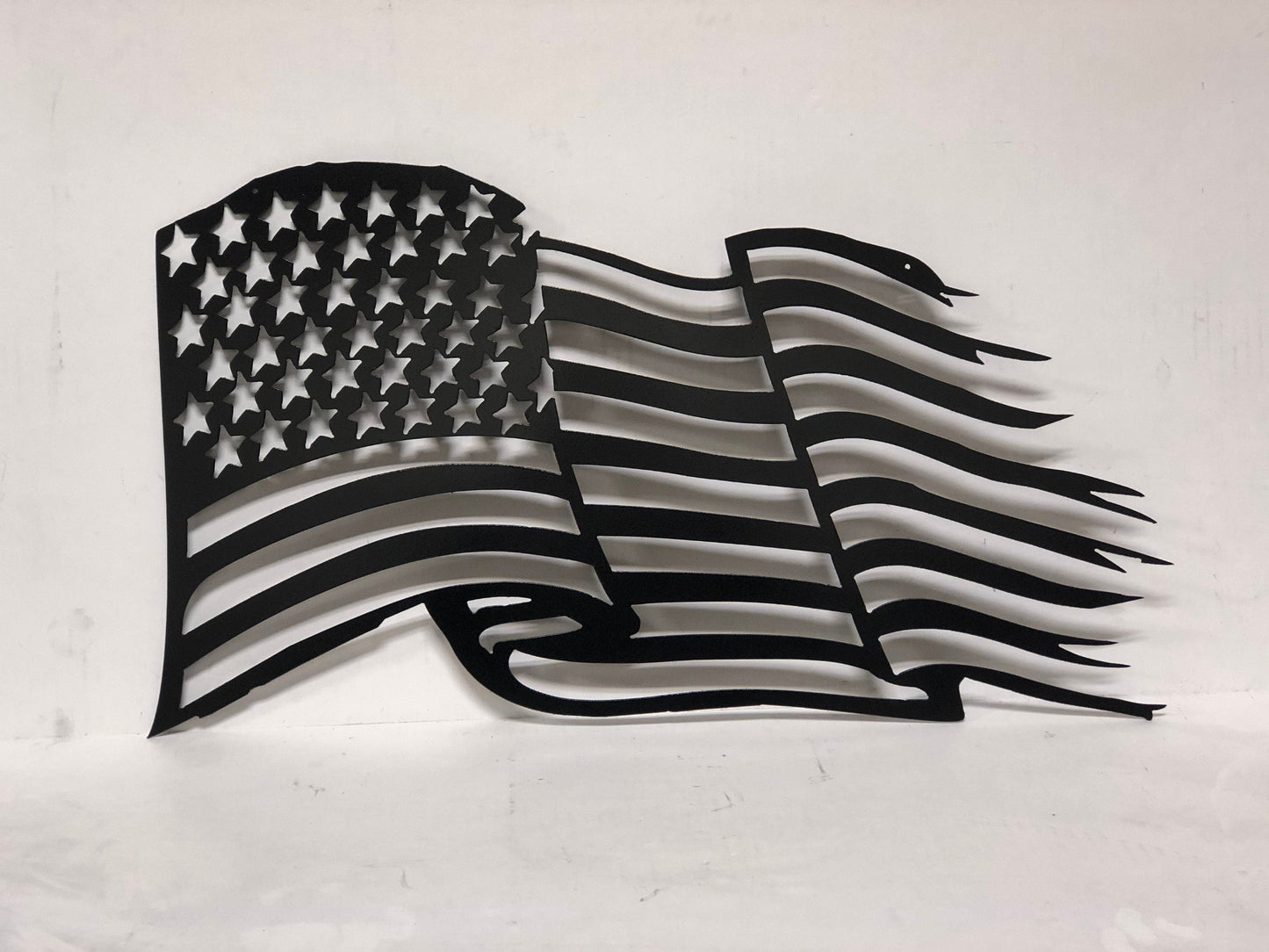 Black metal waving American flag