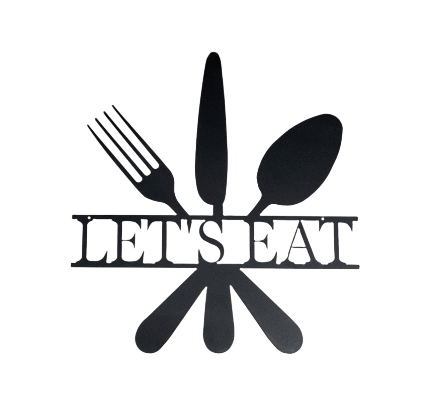 Kitchen fork, knife, and spoon "Let's Eat"