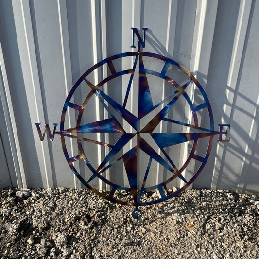 Colorful wall compass metal art