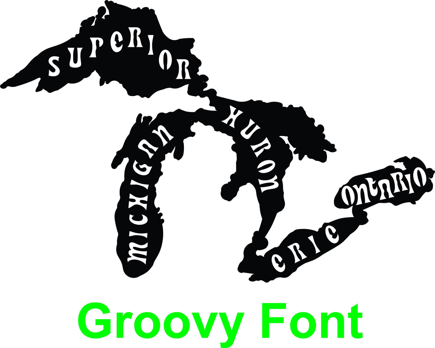 The Great Lakes with Lake Names