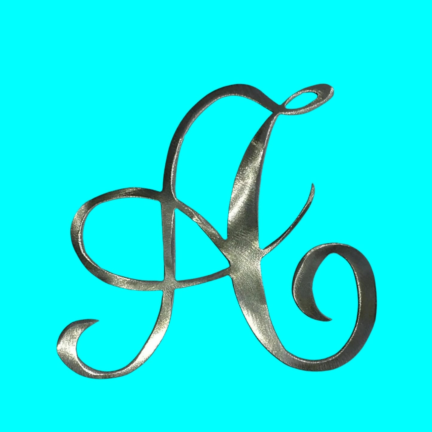 The letter A cursive metal wall monogram