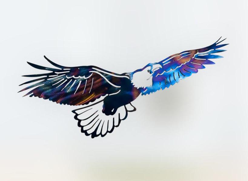 Multicolored soaring meal eagle wall decor