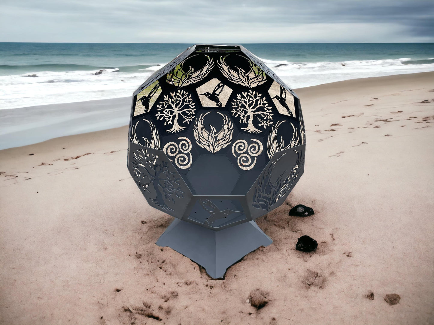 24" Side Open Fire Globe, Many Themes