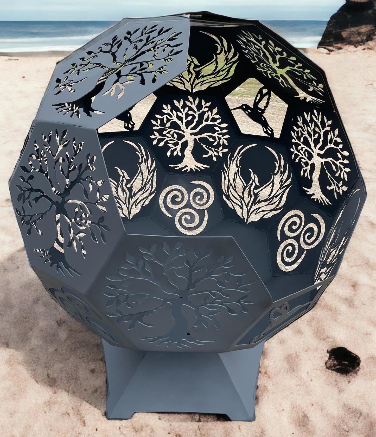 24" Side Open Fire Globe, Many Themes