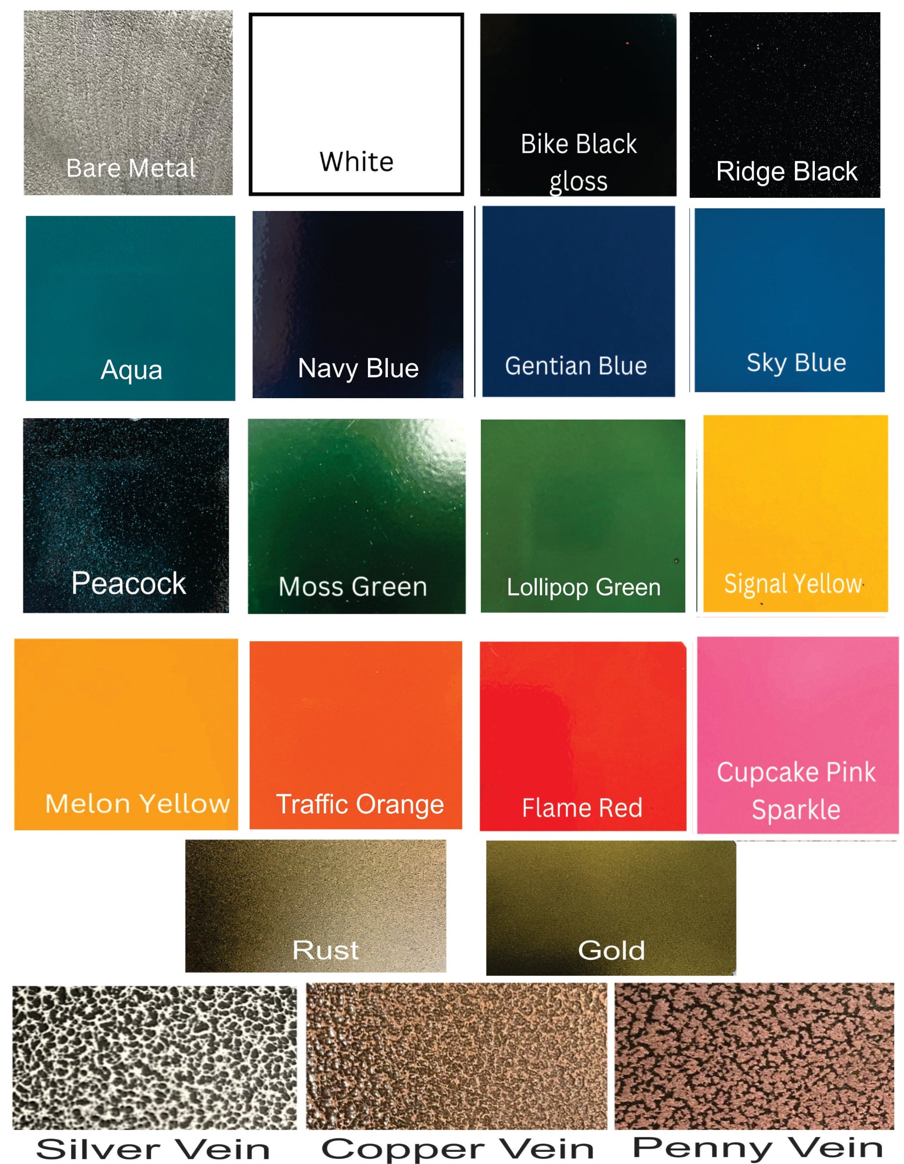 Color swatch chart with various color samples and names.