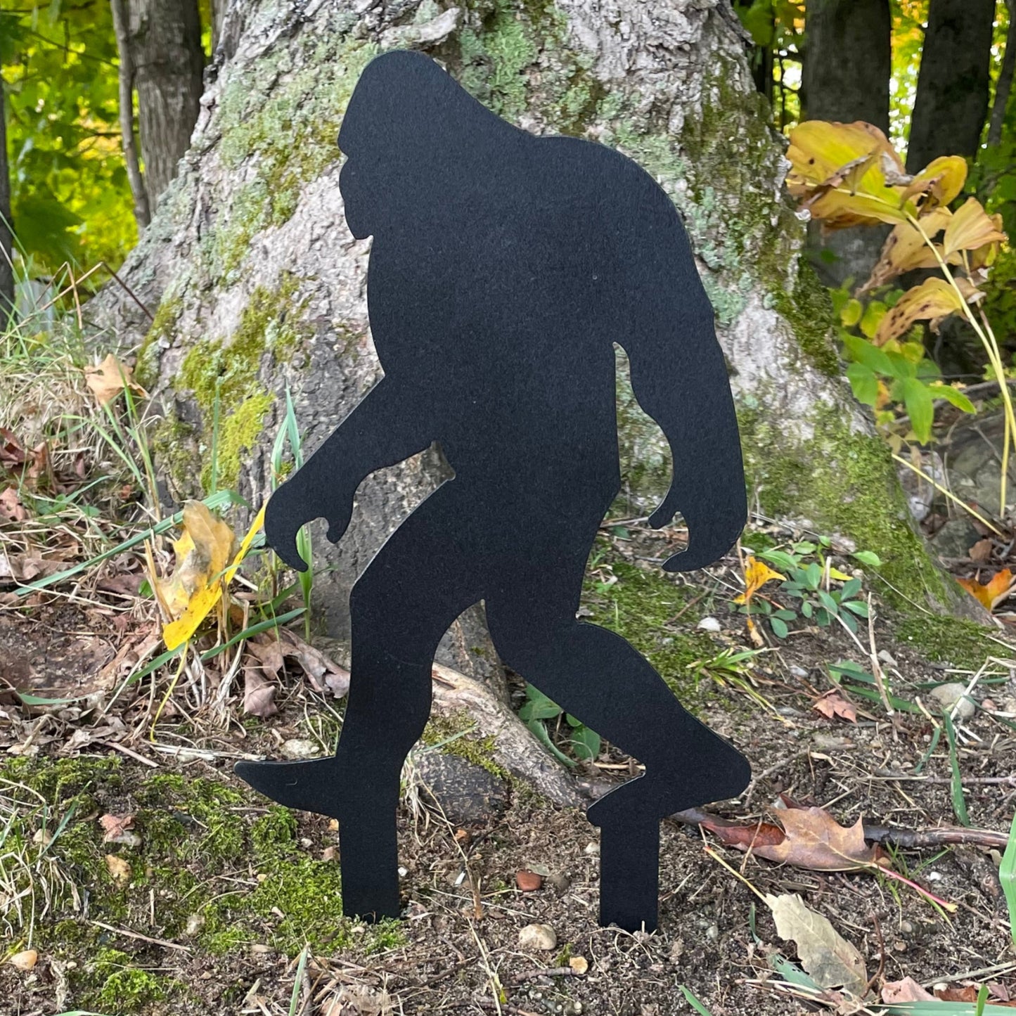 Bigfoot silhouette walking garden spike
