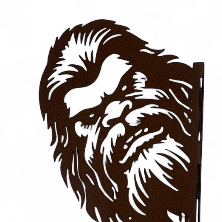 Metal wall art of a Bigfoot with a middle finger on a white background