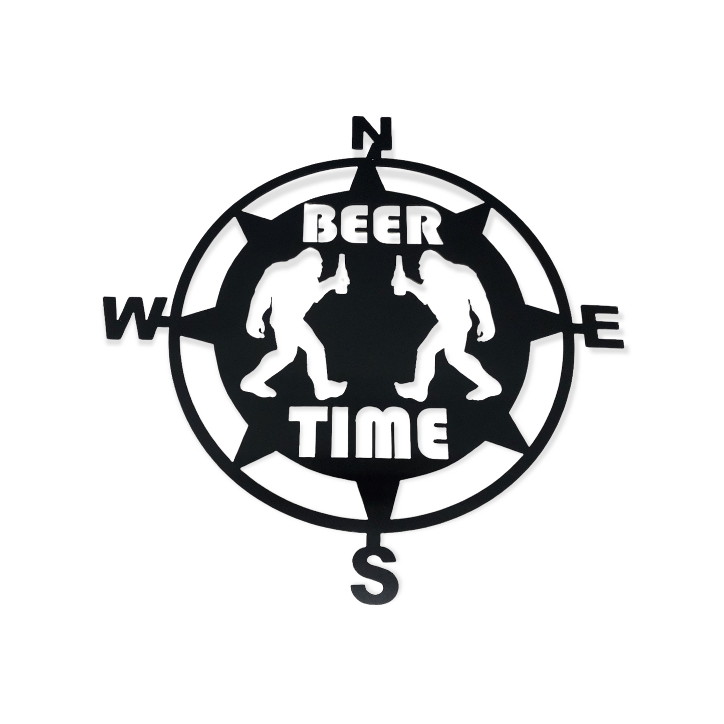 Bigfoot Beer Time Compass Metal Wall Art