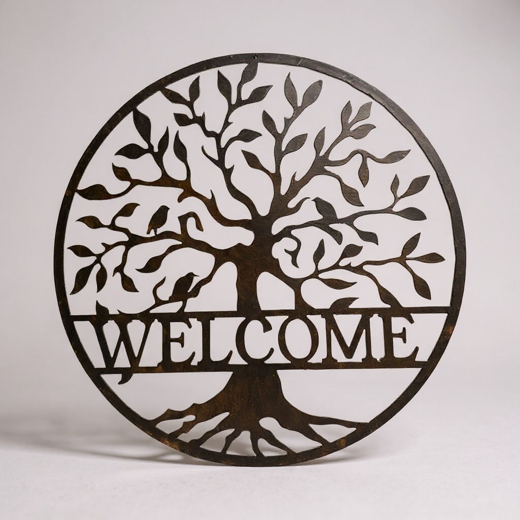 Customizable Welcome Tree with Family of Birds