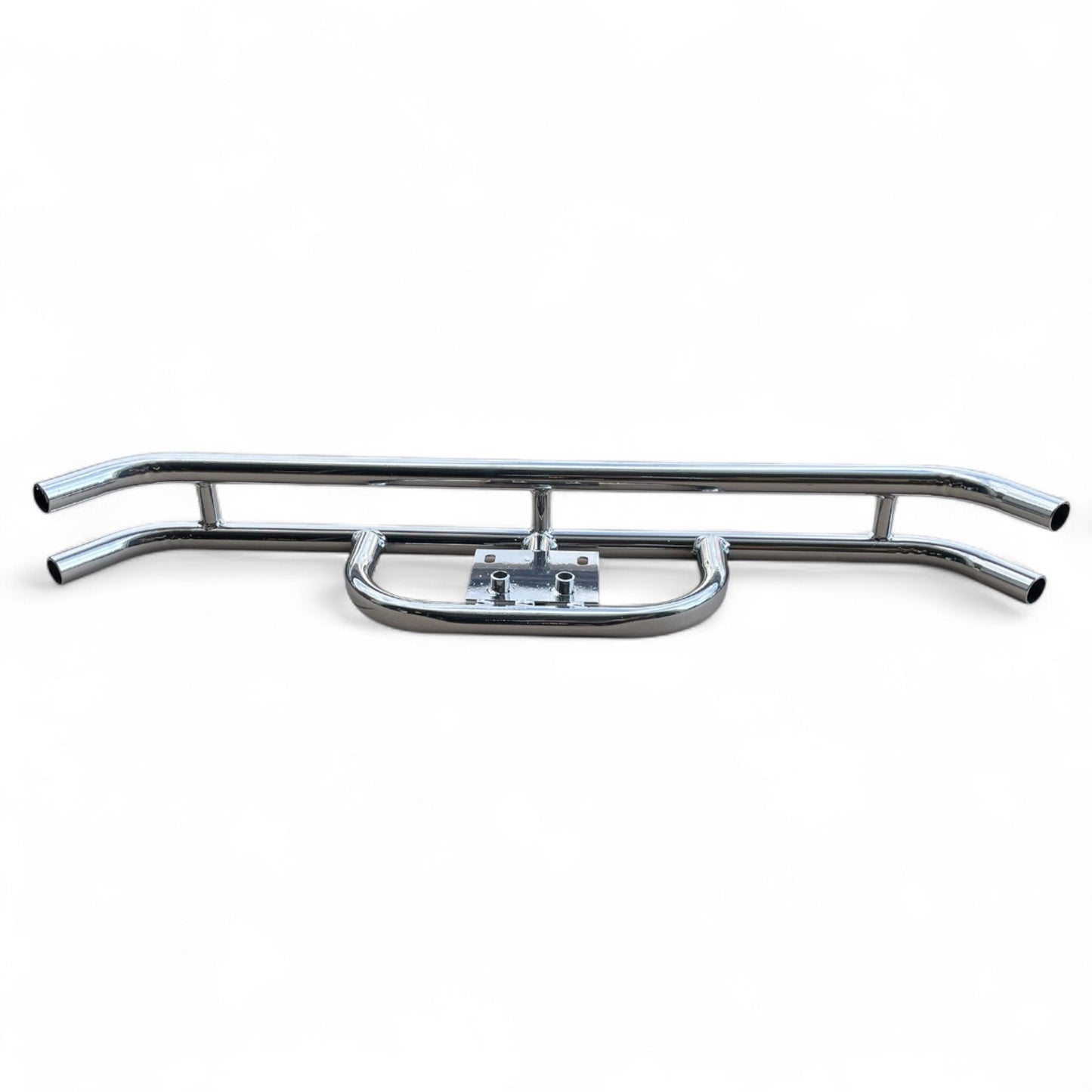 EZGO powder coated paint chrome rear bumper on a white background 