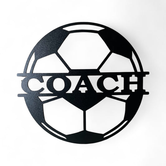 Clearance: Coach Soccer Ball Metal Wall Sign