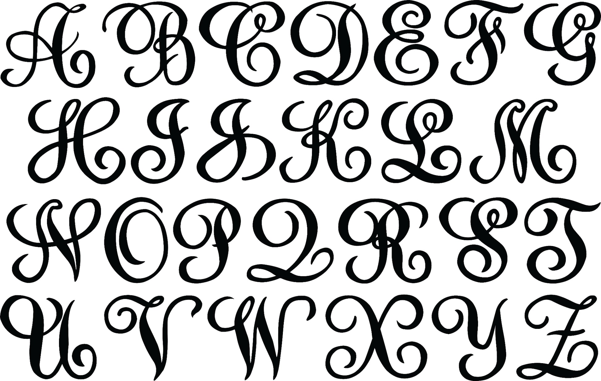 Letter options alphabet cursive monogram