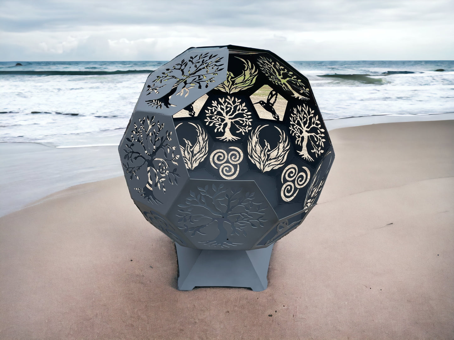 24" Side Open Fire Globe, Many Themes