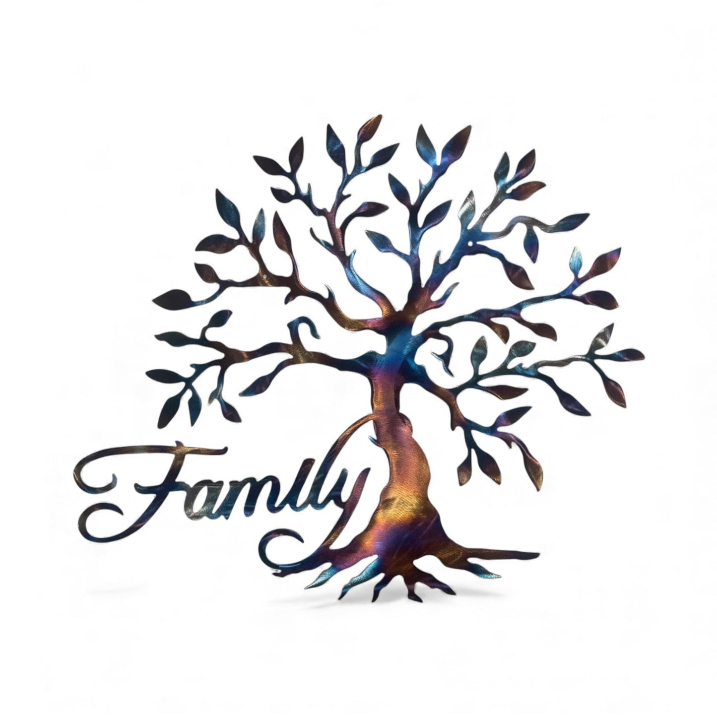 Colorful tree design with 'Family' text on a white background