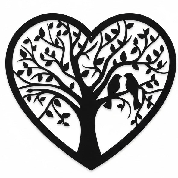 Heart Shaped Tree of Life with Love Birds