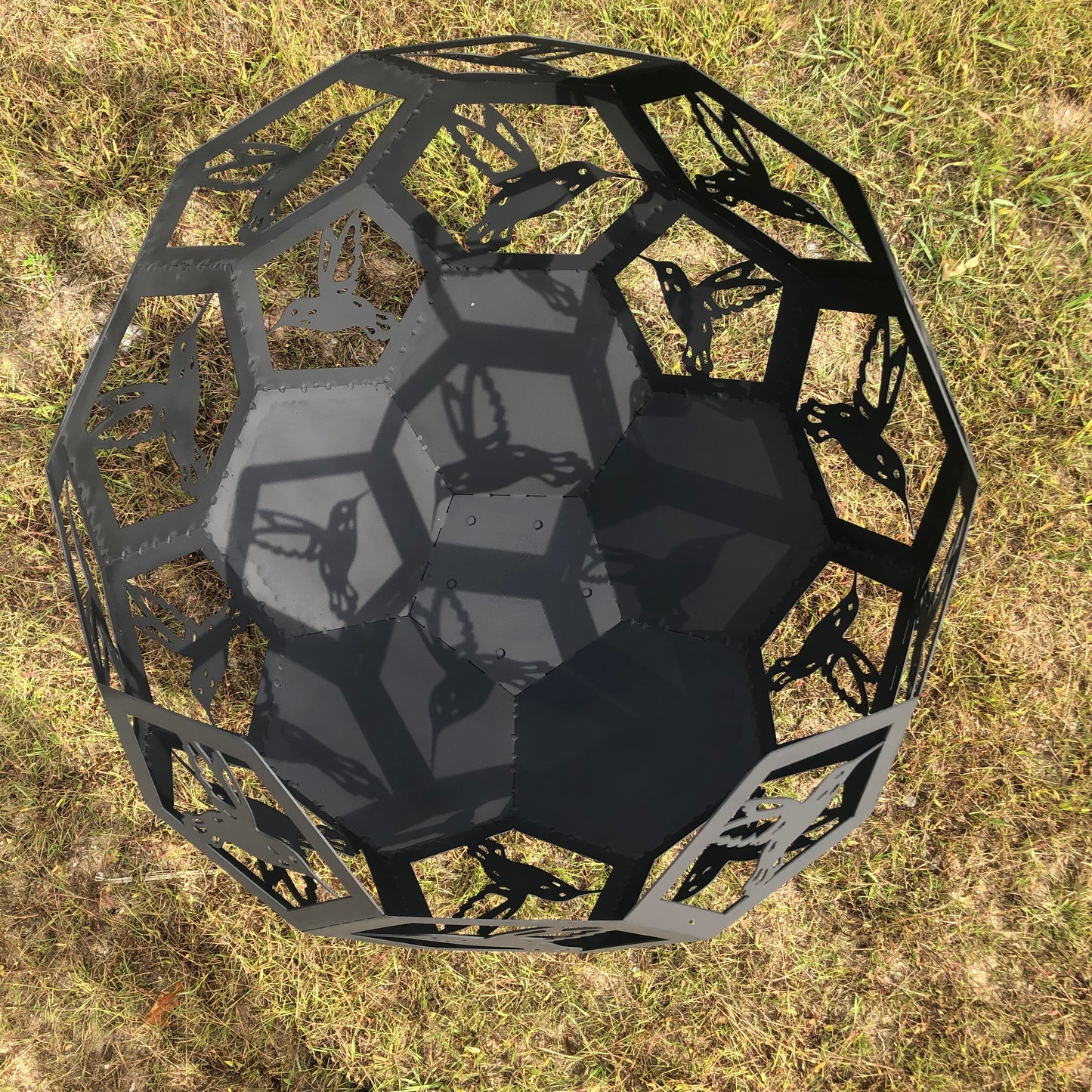 18" Point Top Metal Firepit Sphere with Multiple Themes