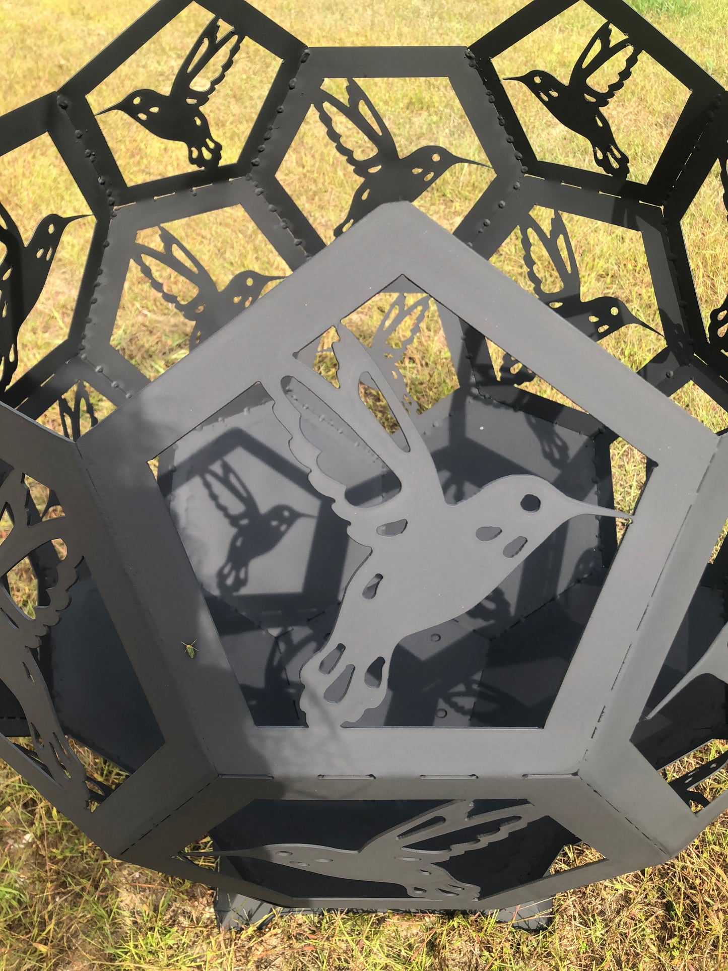 18" Point Top Metal Firepit Sphere with Multiple Themes