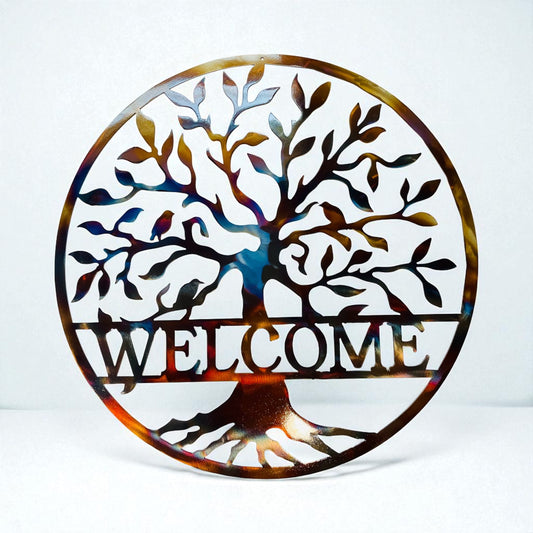 Customizable Welcome Tree with Family of Birds