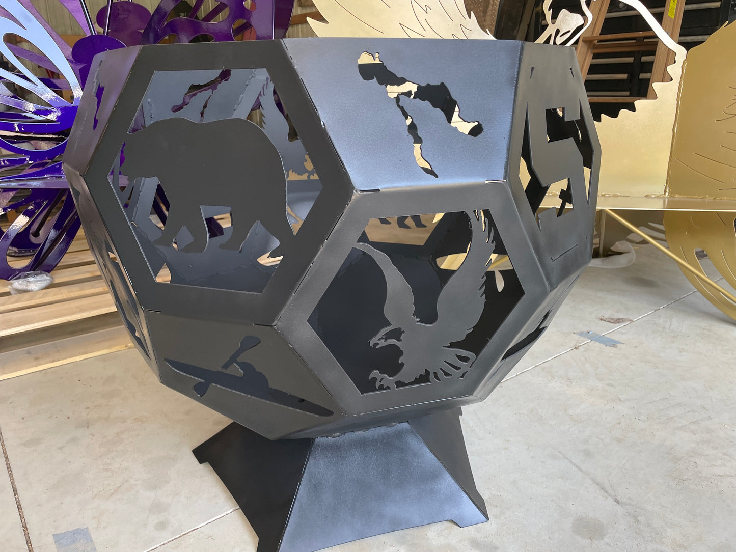 Custom Fire Pit: Large Personalized Metal Sphere Design | Multiple Sizes & Styles | Free Shipping