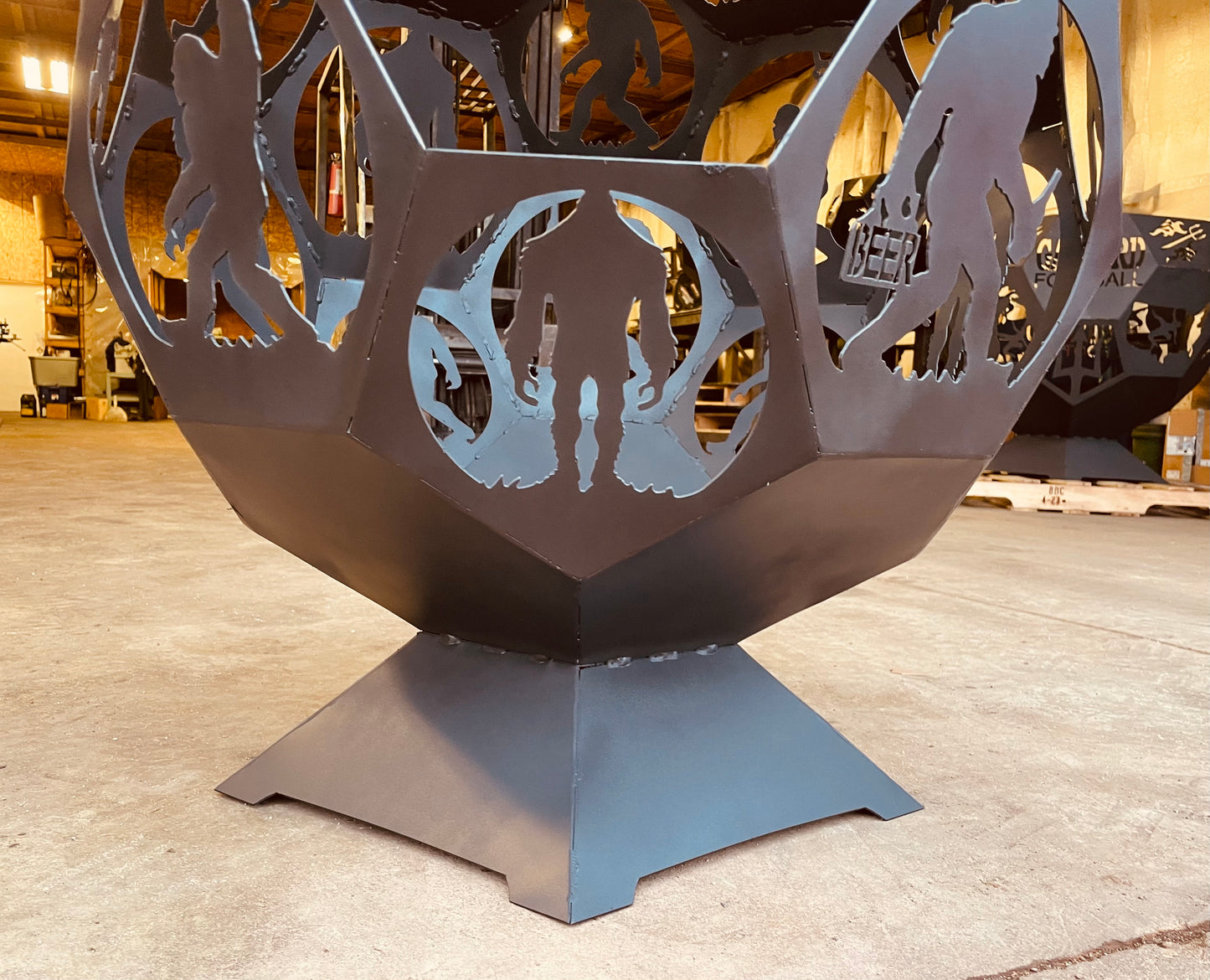 30" - 48" Bigfoot Themed Side Open Fire Pit Globe