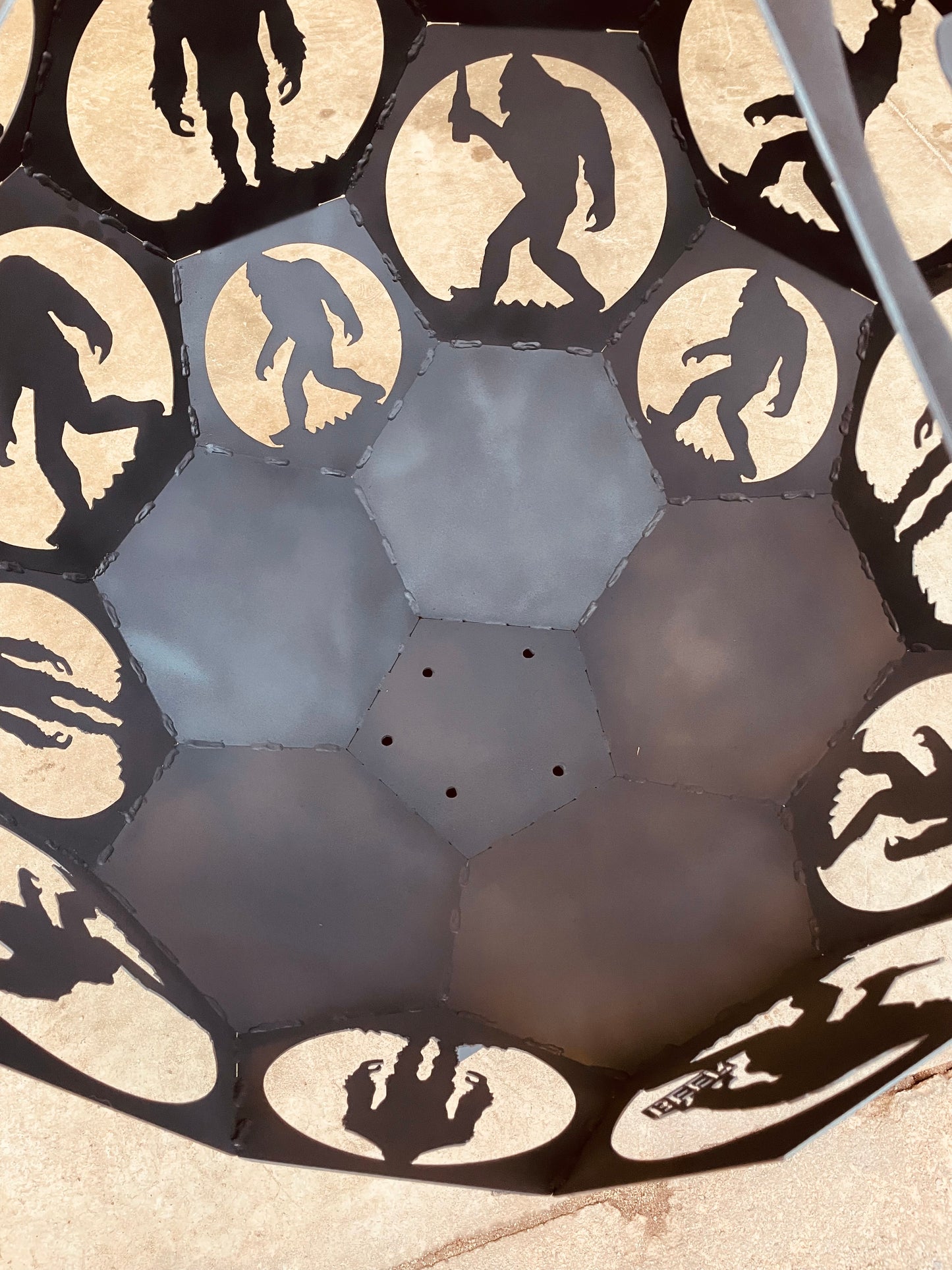 30" - 48" Bigfoot Themed Side Open Fire Pit Globe