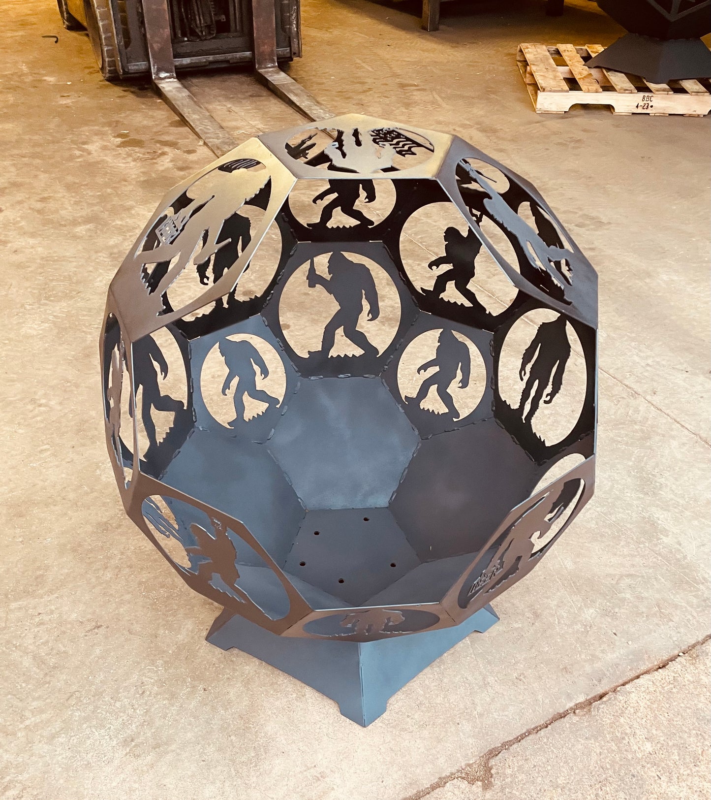 30" - 48" Bigfoot Themed Side Open Fire Pit Globe