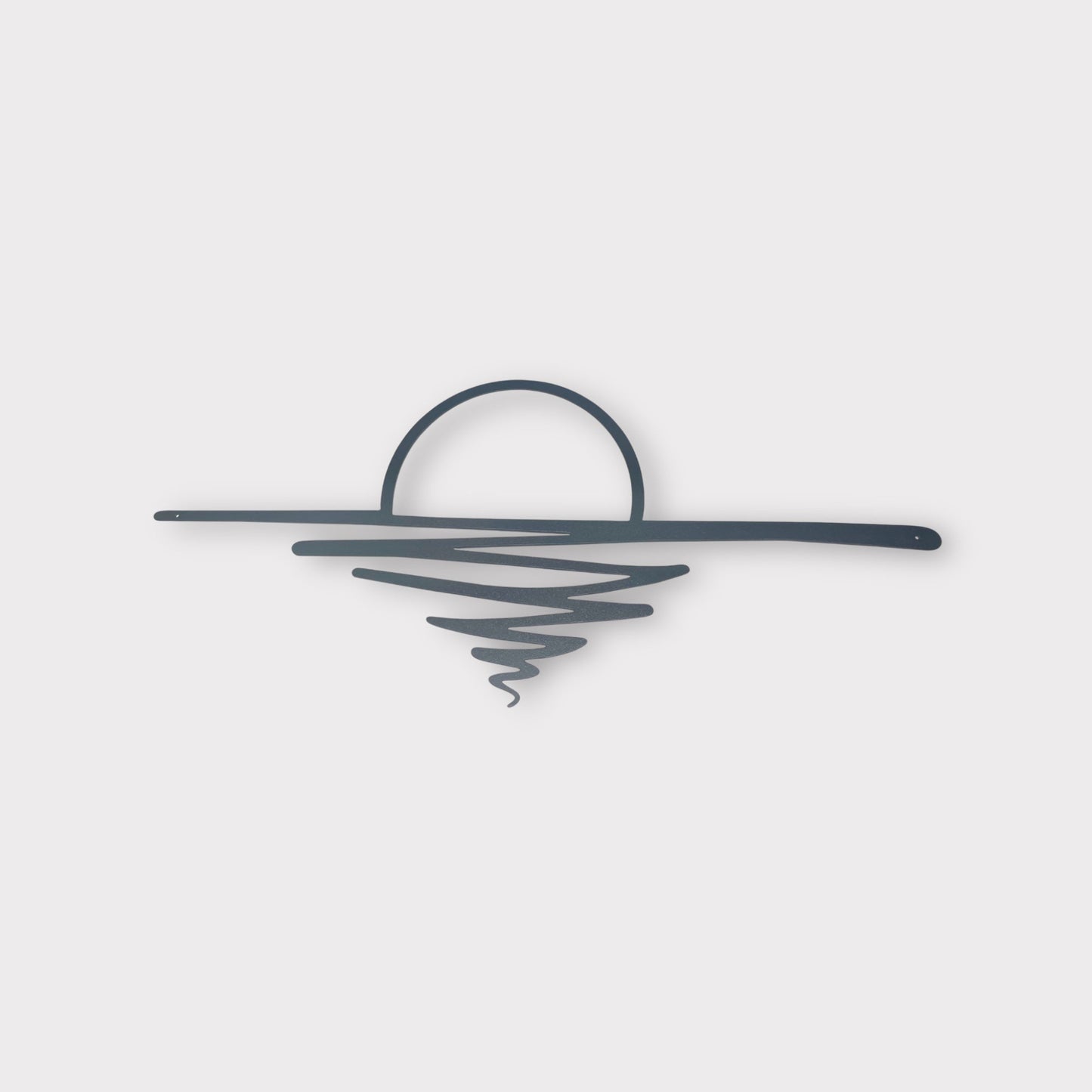 Sunset with wavy water Black metal art 