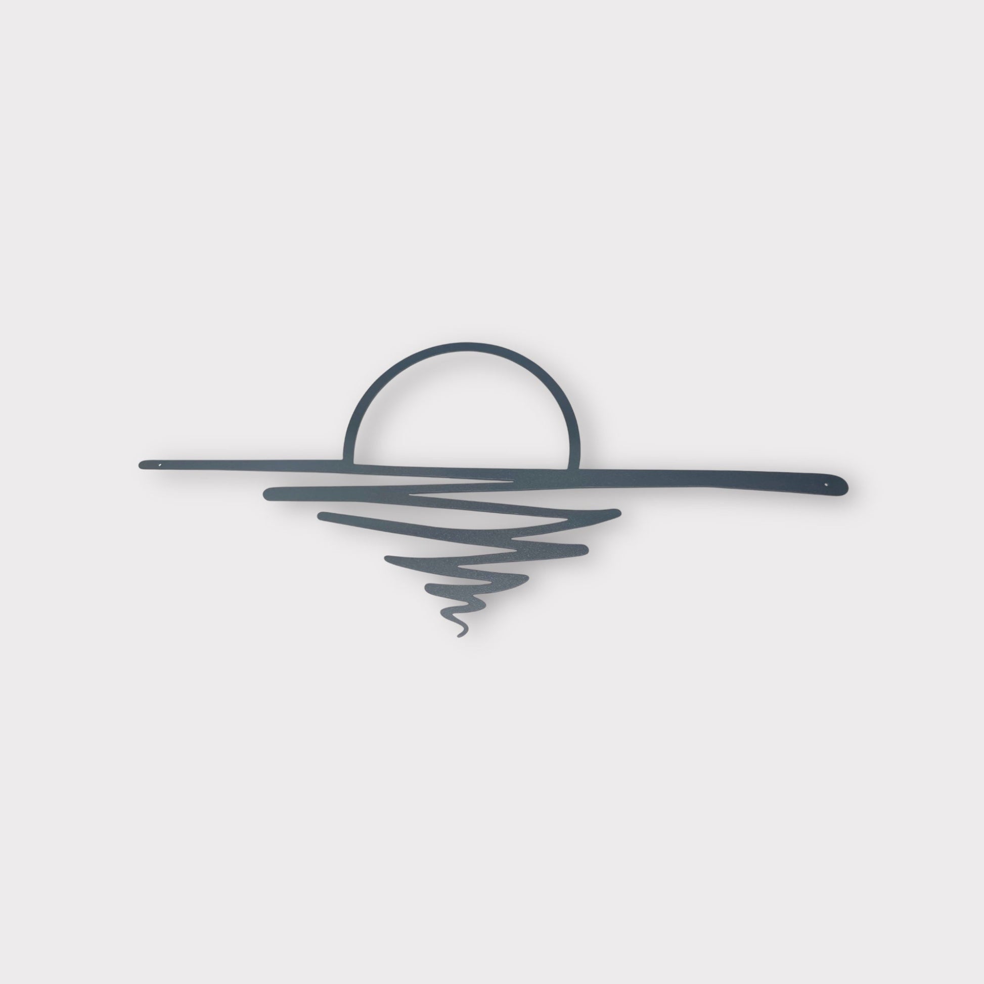 Sunset with wavy water Black metal art 