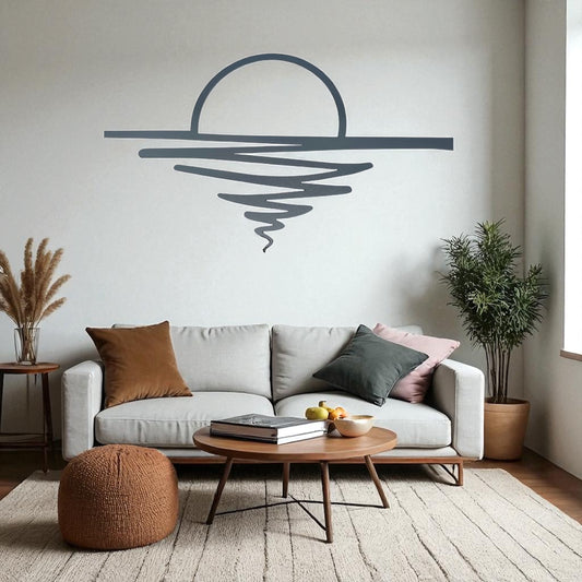 Sunset Metal Wall Art in a living room setting