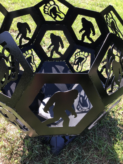 18" Point Top Metal Firepit Sphere with Multiple Themes