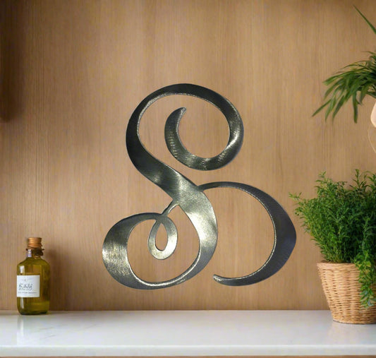 Metal cursive Monogram letter S
