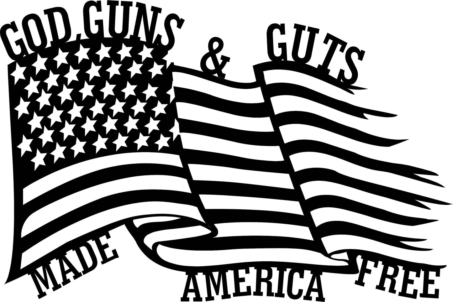God, Guns, & Guts - Made America Free American Flag Metal Art Wall Décor/Sign