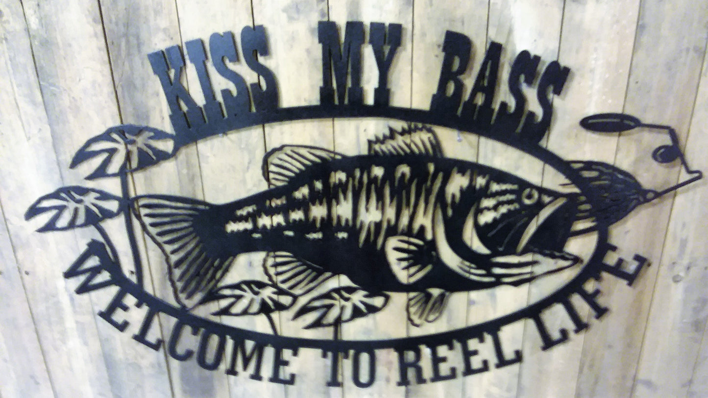 "Welcome to Reel Life" - Humorous Bass Wall Sign