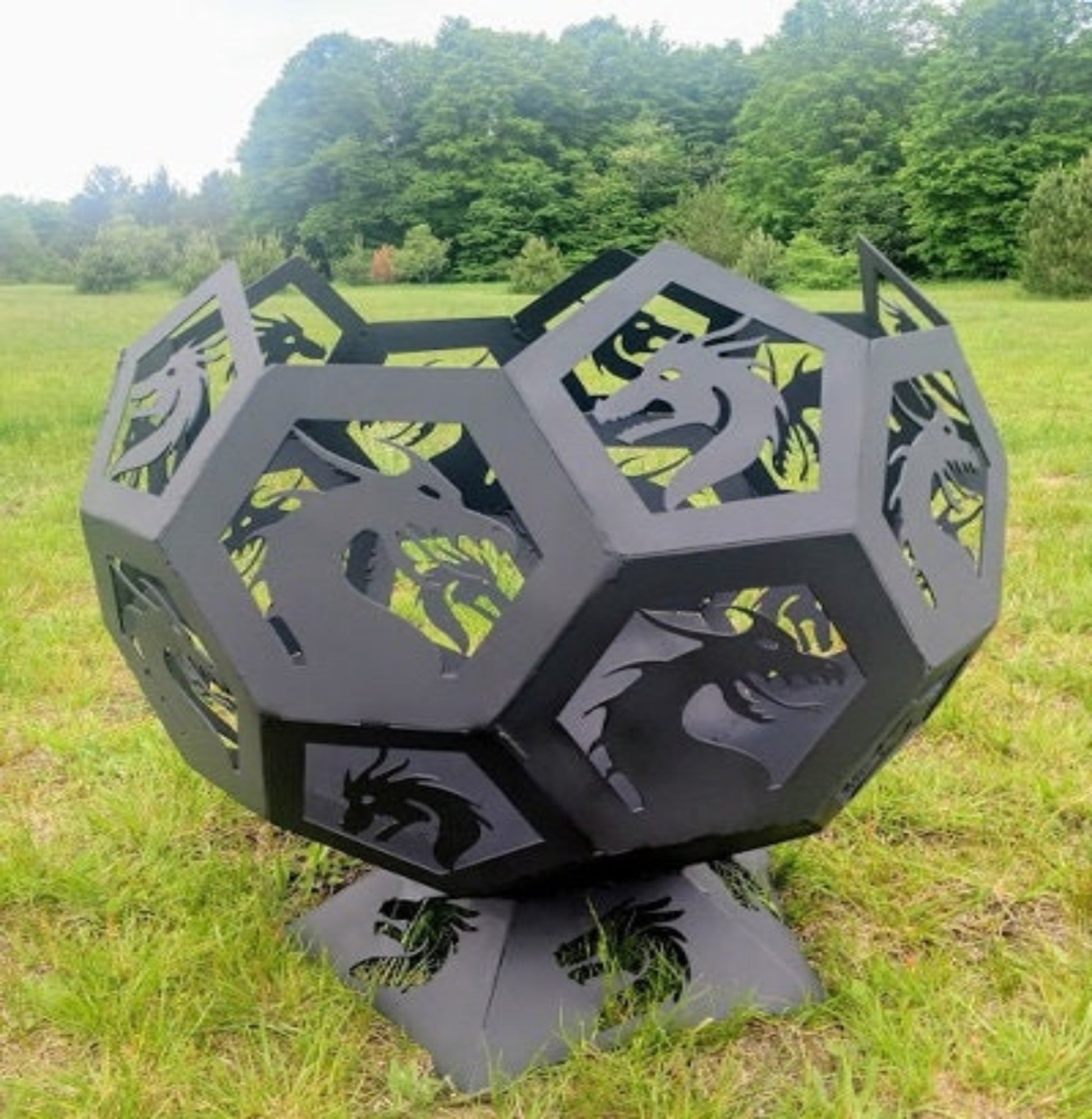 Dragon themed fire pit made of metal