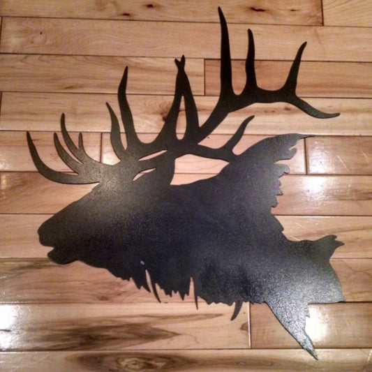 Black metal elk head silhouette