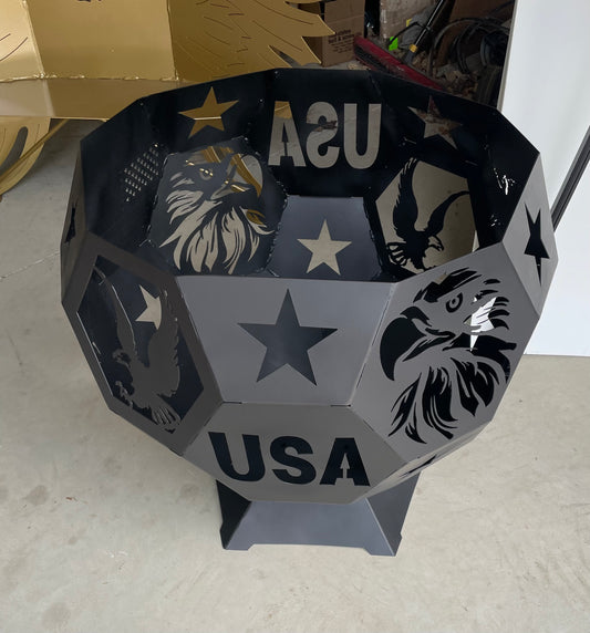 24" Flat-Top Design Firepit Sphere - Many Themes