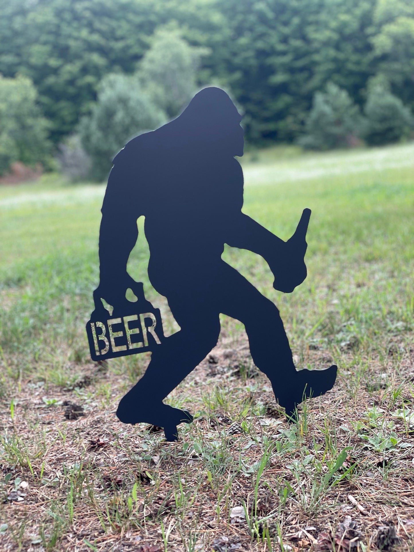 Metal Bigfoot Silhouette Yard Stake: USA-Made Garden Art