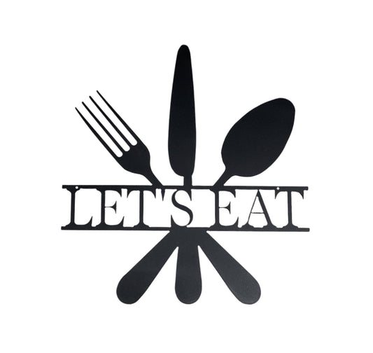 Kitchen fork, knife, and spoon "Let's Eat"