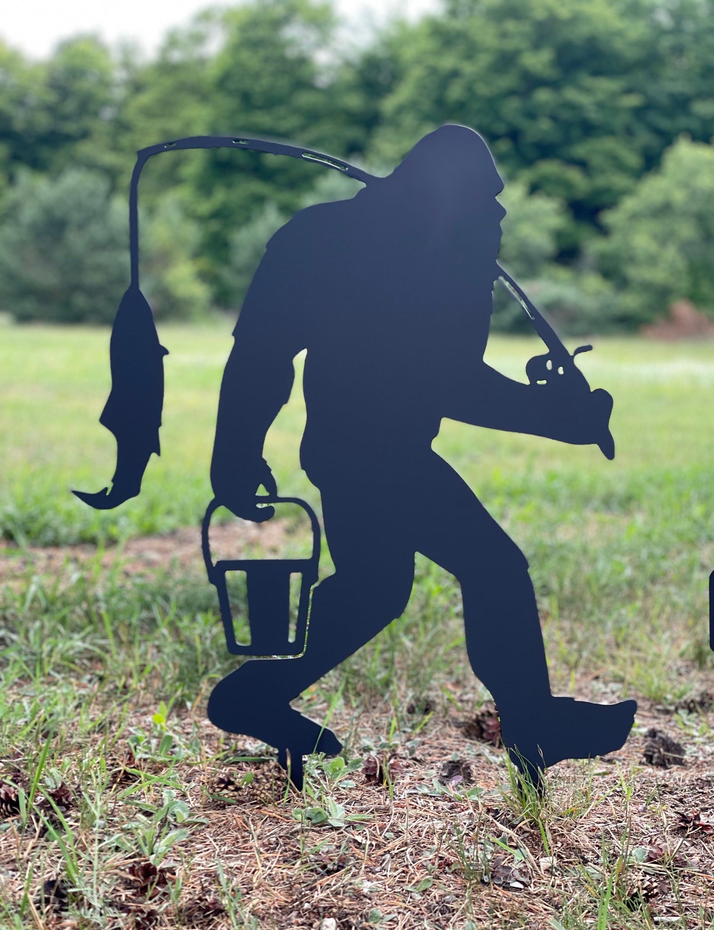 Metal Bigfoot Lawn Ornament: Sasquatch Yard Sign with Stakes