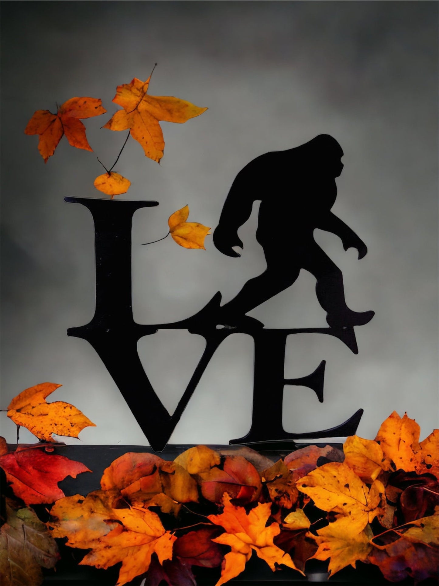 Love Bigfoot metal design. Bigfoot replaces the "o" - black