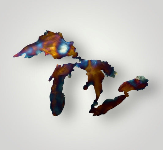 Multicolored Great Lakes metal art